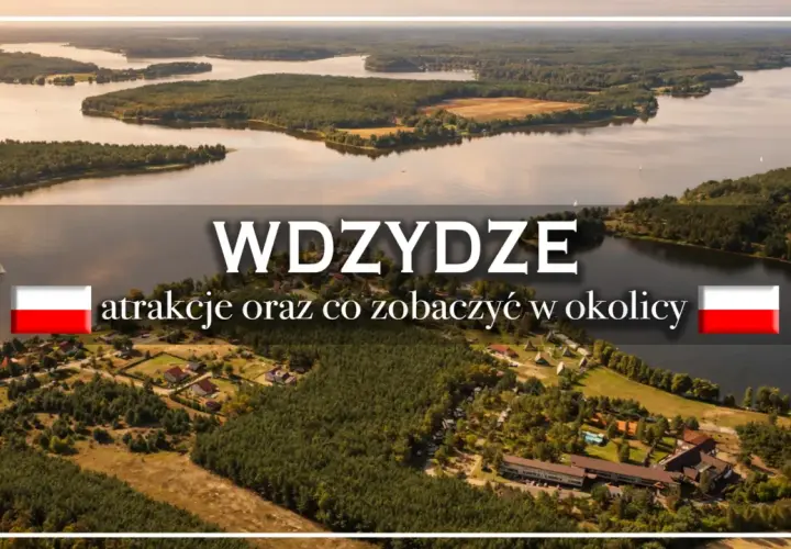 Wdzydze Kaszuby: malownicze jeziora, lasy i zabudowania z lotu ptaka. Idealne miejsce na wypoczynek.