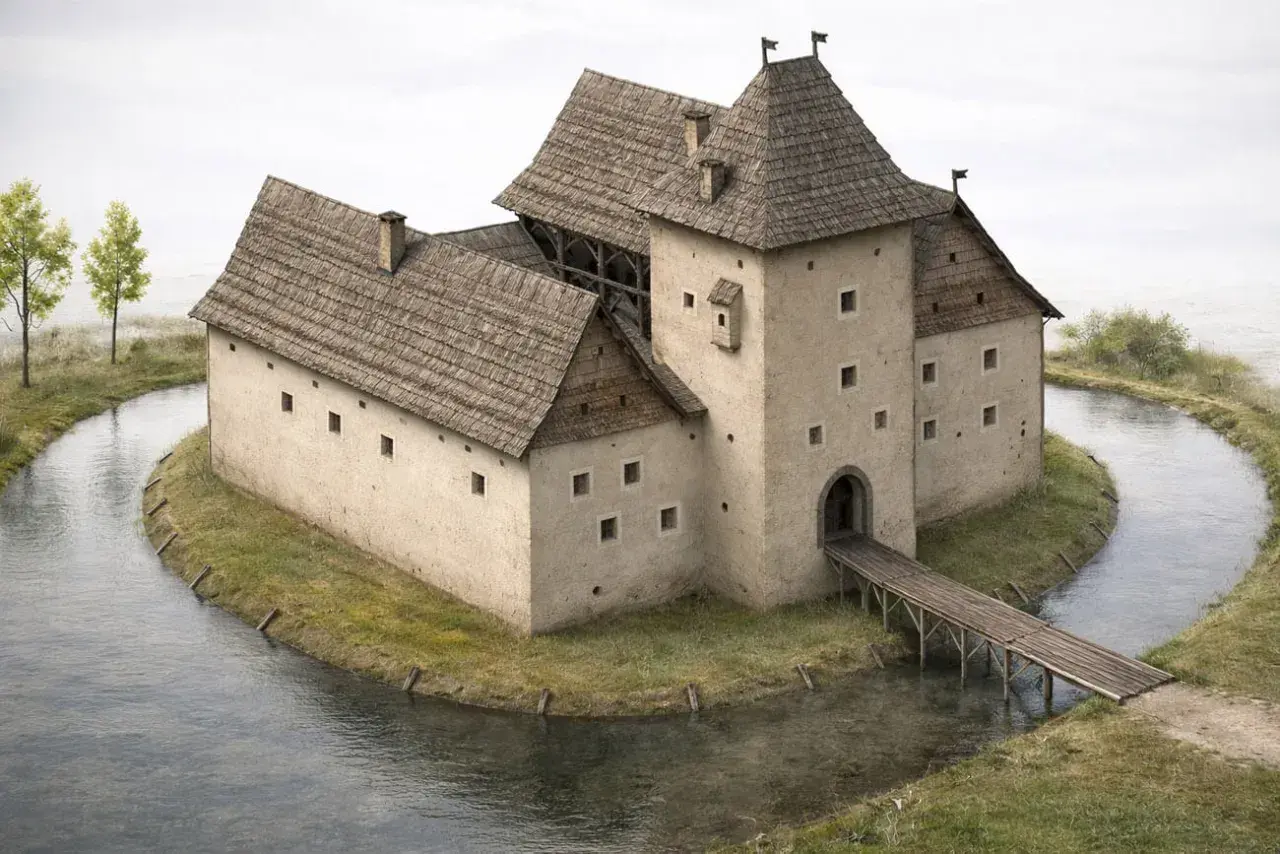 Kamienny zamek otoczony fosą, z drewnianym mostem. Chudów atrakcje historyczne zapraszają do odkrycia tajemnic przeszłości.
